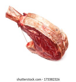 Rib Of Beef Joint Isolated On A White Studio Background.