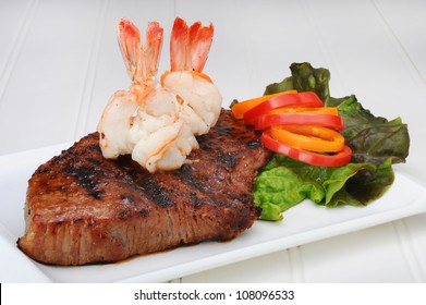 Rib Eye Steak And Shrimp.