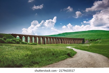 Ribblehead Viaduct Harry Potter Wallpaper In Blue Sky With White Clouds Giving Amazing Look