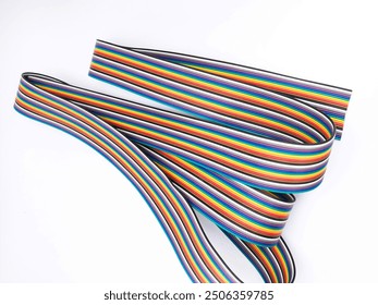 ribbon cable or coded flat cable isolated on white background