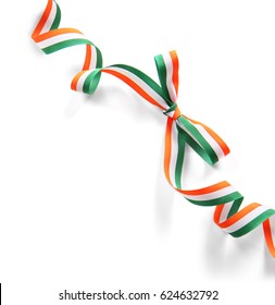 Ribbon In Colors Of Indian Flag On White Background