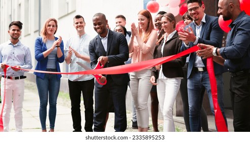 Ribbon Cut Ceremony Outdoors. Building New Business - Powered by Shutterstock