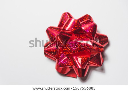 Ribbon and red bow design elements from Christmas, birthday or other gifts or gifts.