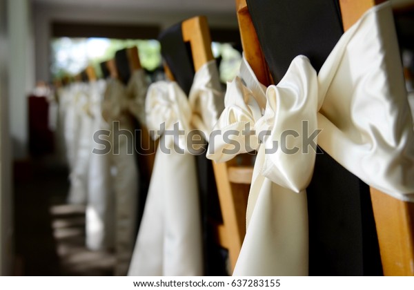 Ribbons On Back Chairs Wedding Reception Stock Photo Edit Now