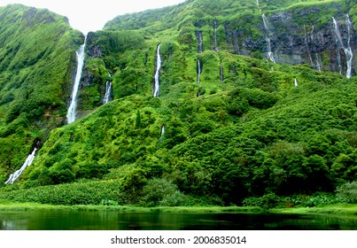 Ribeira do Ferreiro waterfalls, green paradise hidden in Flores Island, Azores, Portugal