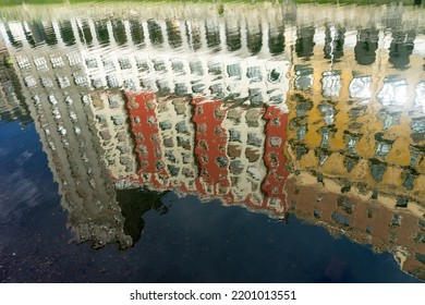 Ribera Del Nervión Area With The Bailen Skyscraper Reflected On The Water In The City Of Bilbao , Basque Country, Spain.