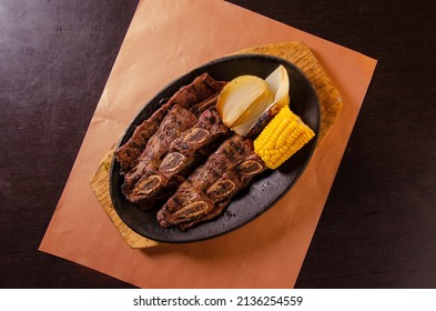 Ribs Mexican Food Black Zenithal Black Background