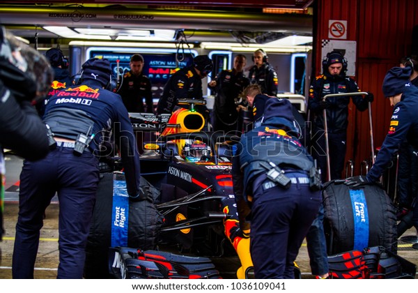 Ricciardo, Red Bull F1 Team\'s driver during third\
journal of F1 Test Days celebrates at Montmelo Circuit, Montmelo\
(Catalunya) February 28th of\
2018