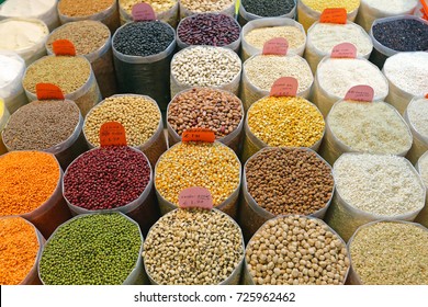 Rice and Beans Groceries in Bulk Bags at Market