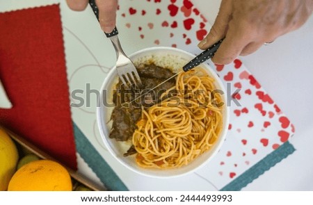 rice, beans, steak and pasta this is traditional warm or marmitex as it is well known in Brazil