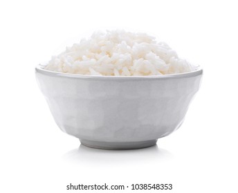 Rice In A Bowl On White Background