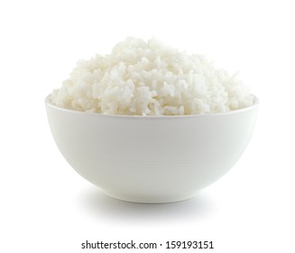 Rice In A Bowl On A White Background