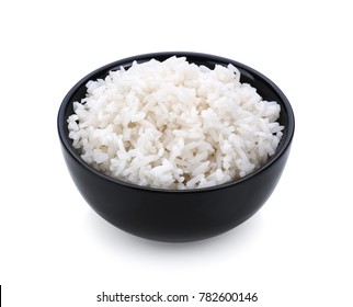 Rice In A Bowl On White Background