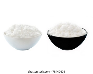 Rice In A Bowl On A White Background