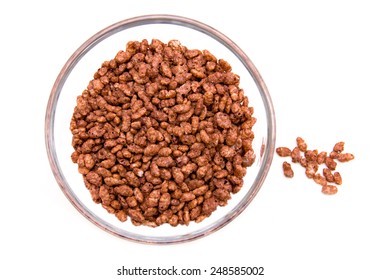 Rice Cereal On The Bowl On A White Background Seen From Above