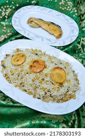 Rice Cooked With Fish Beluga And Crispy Potatoes