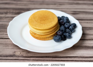 Rice Flour And Coconut Milk Pancakes With Blueberries. Gluten Free, Dairy Free, Sugar Free Baked Goods