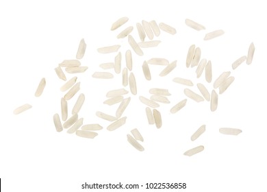 rice grains isolated on white background. Top view. Flat lay - Shutterstock ID 1022536858