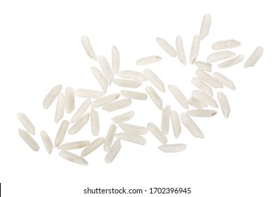 rice grains isolated on white background. Top view. Flat lay - Shutterstock ID 1702396945