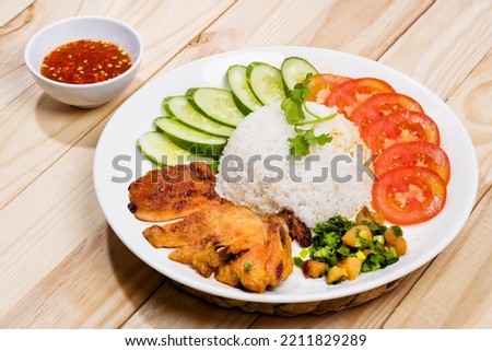 Rice with Grilled pork Chop Com suon nuong Viet Nam