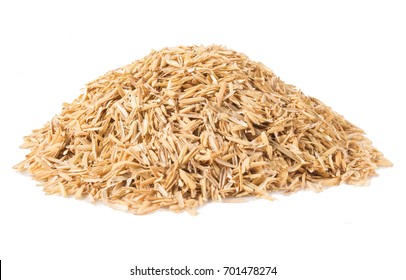 Rice Hulls Closeup Isolated On White Background