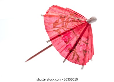 Rice Paper Umbrella Decoration For Cocktail Glass, Isolated