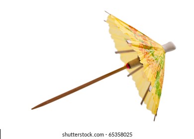 Rice Paper Umbrella Decoration For Cocktail Glass, Isolated