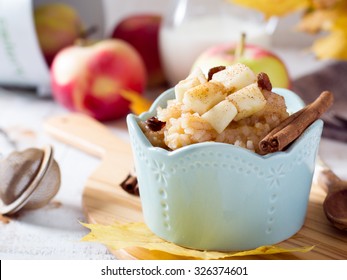 Rice Porridge With Apple And Maple Syrup