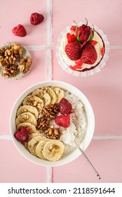 Rice Porridge With Banana And Raspberries