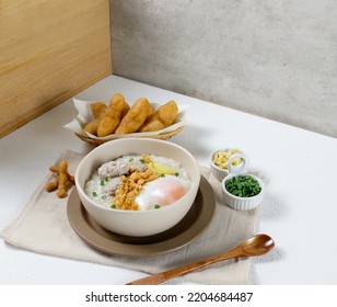 Rice Porridge With Minced Pork Ball And Boiled Egg