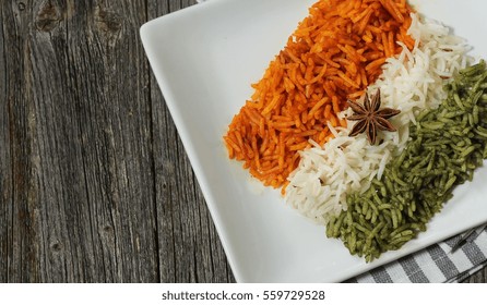 Rice Pulao In Indian Flag Color / Indian Republic Day Food /   Tiranga(Tri Color) Rice