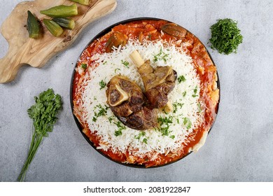 Rice With Tomato Sauce Okra And Lamb