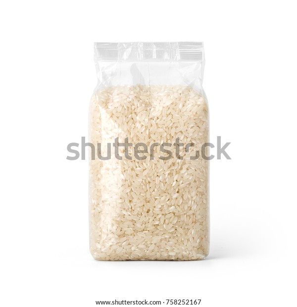 Download Rice Transparent Plastic Bag Isolated On Stock Photo (Edit Now) 758252167