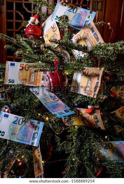 Rich Christmas Tree Banknotes Decorations Christmas Stock Photo Edit Now 1588889254