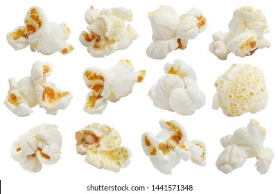 Богатая коллекция попкорна, изолированная на белом фоне