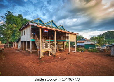 Rich Khmer Stilt House In A Cambodian Village