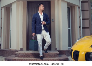 Rich Man Leaving House