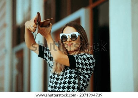 
Rich Woman Throwing Money from her Wallet. Wealthy girl flaunting her cash emptying her purse 
