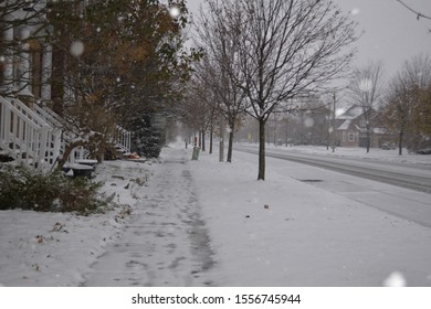 Richmond Hill, Ontario / Canada - November 11, 2019: First Snow Fall in Richmond Hill, Vaughn, North York, Toronto, Markham