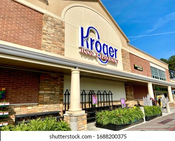 Richmond Hill,Georgia/United States-Mar 30 2020: The Facade Of Kroger Food And Pharmacy Store Located At Richmond Hill, Georgia .