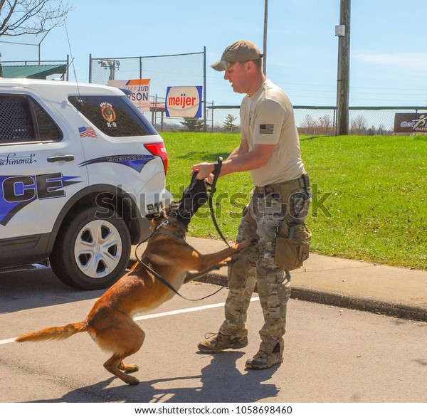 Richmond, KY\
US - March 31, 2018- Easter Eggstravaganza - A K9 Officer with\
Richmond Police Department demonstrates K9 techniques and training\
exercises to a crowd at a local Easter\
Event