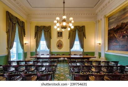 RICHMOND, VIRGINIA - DECEMBER 15: Old Senate Chamber In The Virginia State Capitol On December 15, 2014 In Richmond, Virginia