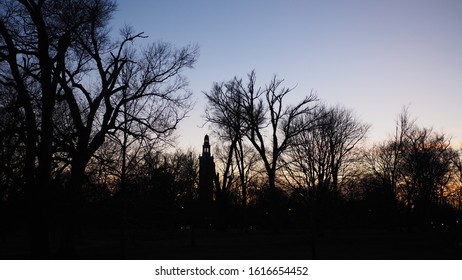 Richmond, Virginia, United States - January 12, 2020: A beautiful sunset view from William Byrd Park