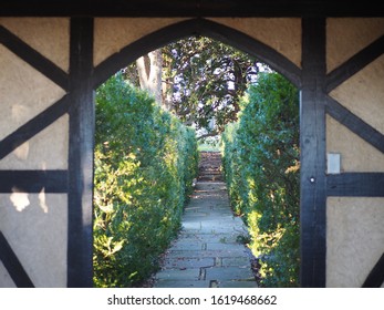 Richmond, Virginia, United States - January, 12, 2020: Some Part Of Gardens At Agecroft Hall & Gardens