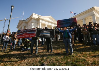 Richmond, Virginia USA / January, 20, 2020 : Pro Second Amendment Gun Rights Rally On The Grounds Of The Virginia State Capitol