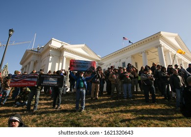 Richmond, Virginia USA / January, 20, 2020 : Pro Second Amendment Gun Rights Rally On The Grounds Of The Virginia State Capitol