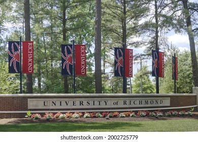 Richmond, Virginia, USA May 27, 2021 - University of Richmond sign at university entrance