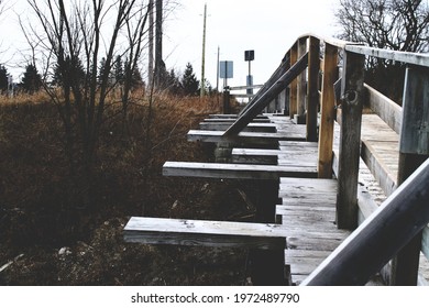 Rickety Old Wooden Bridge In Canada