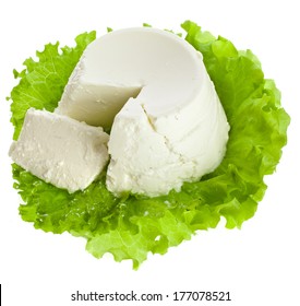 Ricotta Cheese Isolated On White Background 