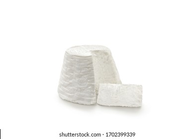 Ricotta Cheese On A White Background With Slice